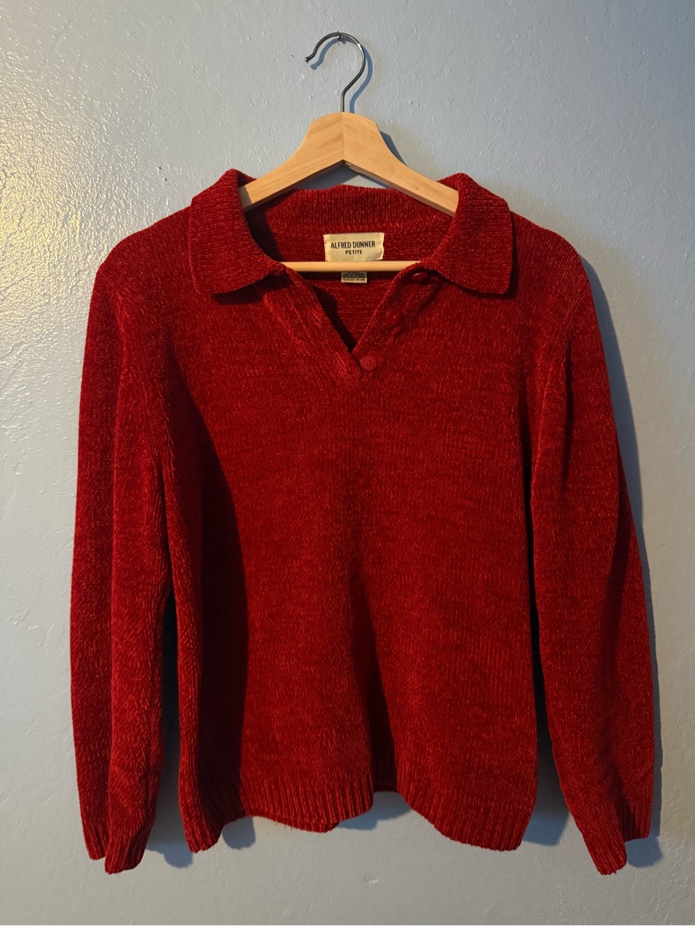 Alfred Dunner Red V-Neck Polo Sweater